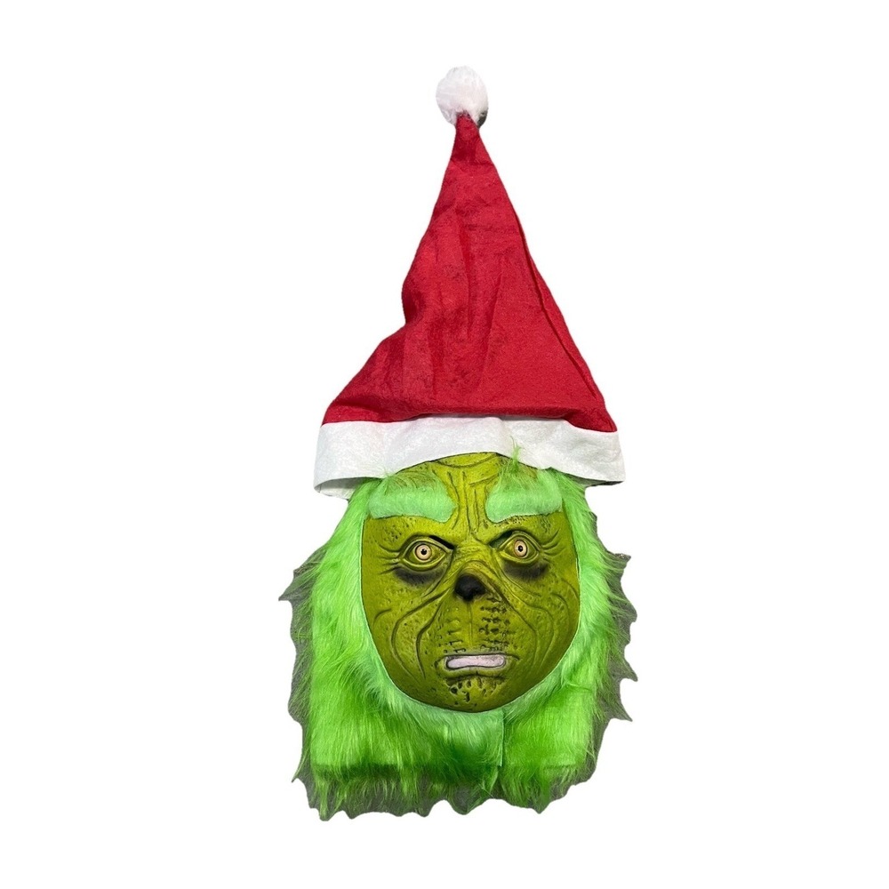 The Grinch Mask With Santa Hat Deluxe Cosplay Costume Christmas Holiday Adult